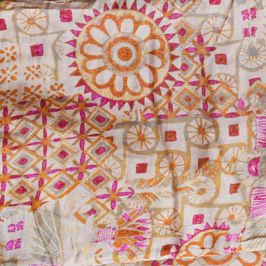 Maslin Chicku Brown With Pink Print Design Fabric – Sanskruti