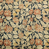 Modal Cotton Kalamkari Blue With Cream And Red Flower With Leaves Jaal Hand Block Print Fabric