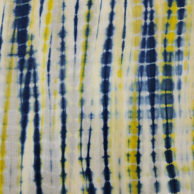 Modal Cotton White With Blue And Yellow Tie And Dye Fabric