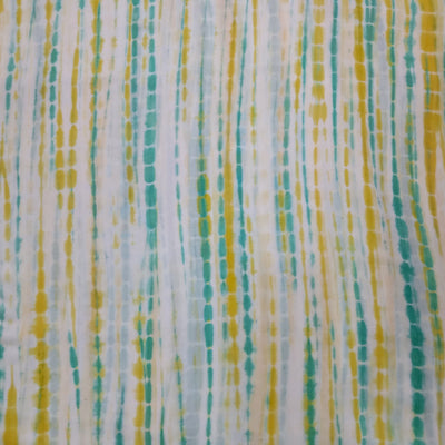Modal Cotton White With Green And Yellow Tie And Dye Fabric