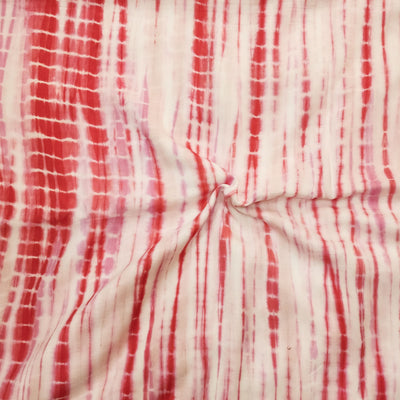 Modal Cotton White With Rust Red And Pink Tie And Dye Fabric