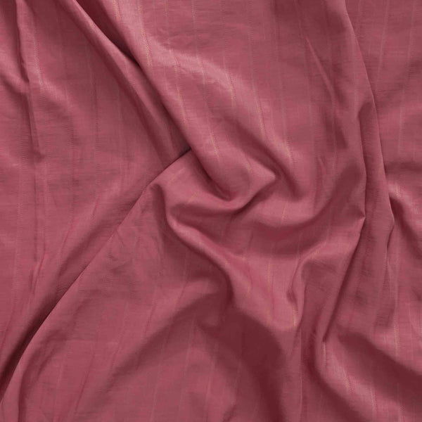 ( Pre-Cut 1.65 Meter ) Modal Cotton lavender Pink With self Design Stripes Hand Woven Fabric