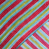 Mul Pure Cotton Jaipuri Blue With Pink And Green Stripes Hand Block Print Fabric