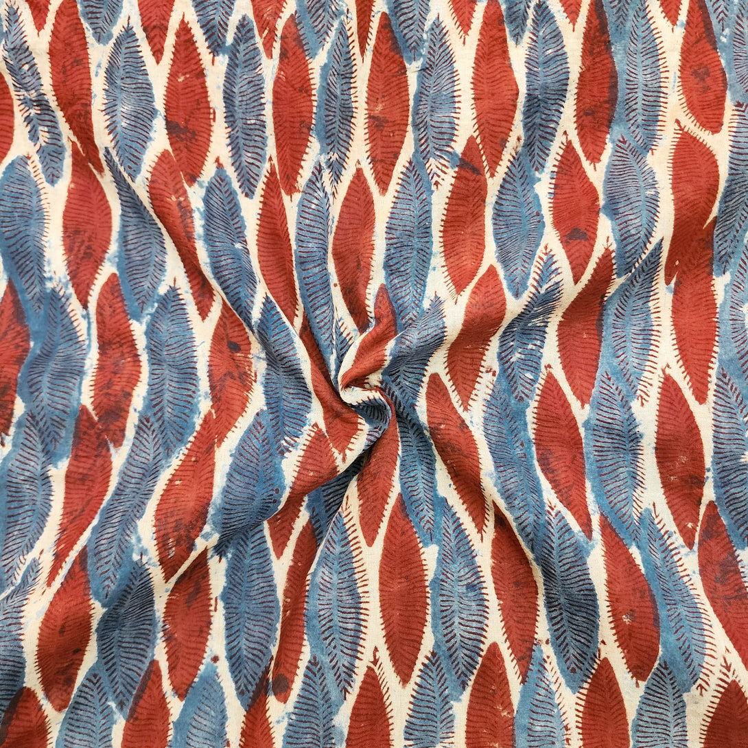 Yellow - Natural Dyed Hand Block Print Pure Mul Cotton Pedana Kalamkari Fabric 07