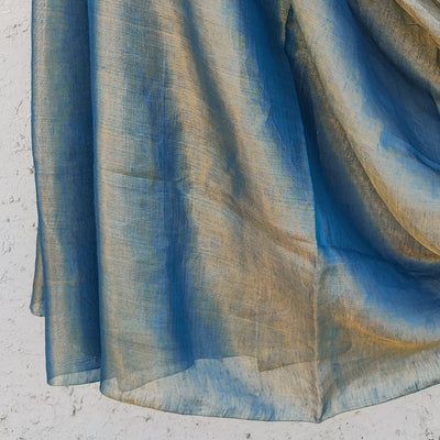 NAKSHATRA-Soft Tissue Blue And Golden Saree