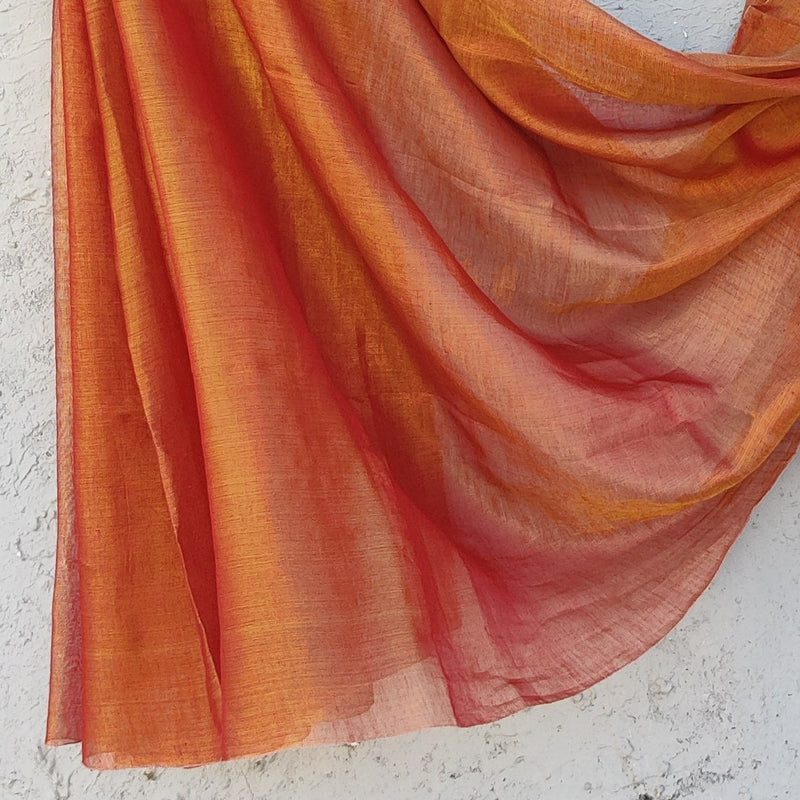 NAKSHATRA-Soft Tissue Red Saree