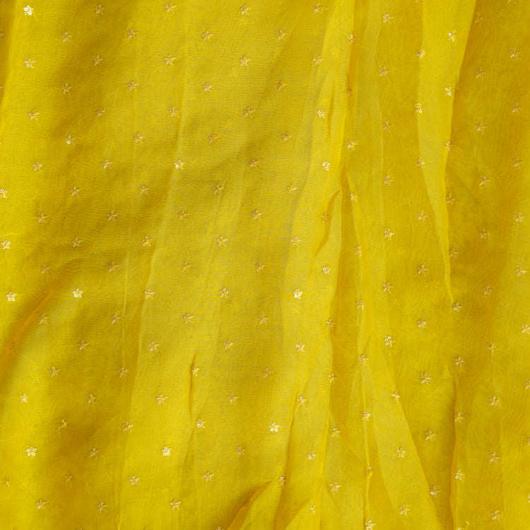 Organza Dark Yellow Butti Work Fabric – Sanskruti