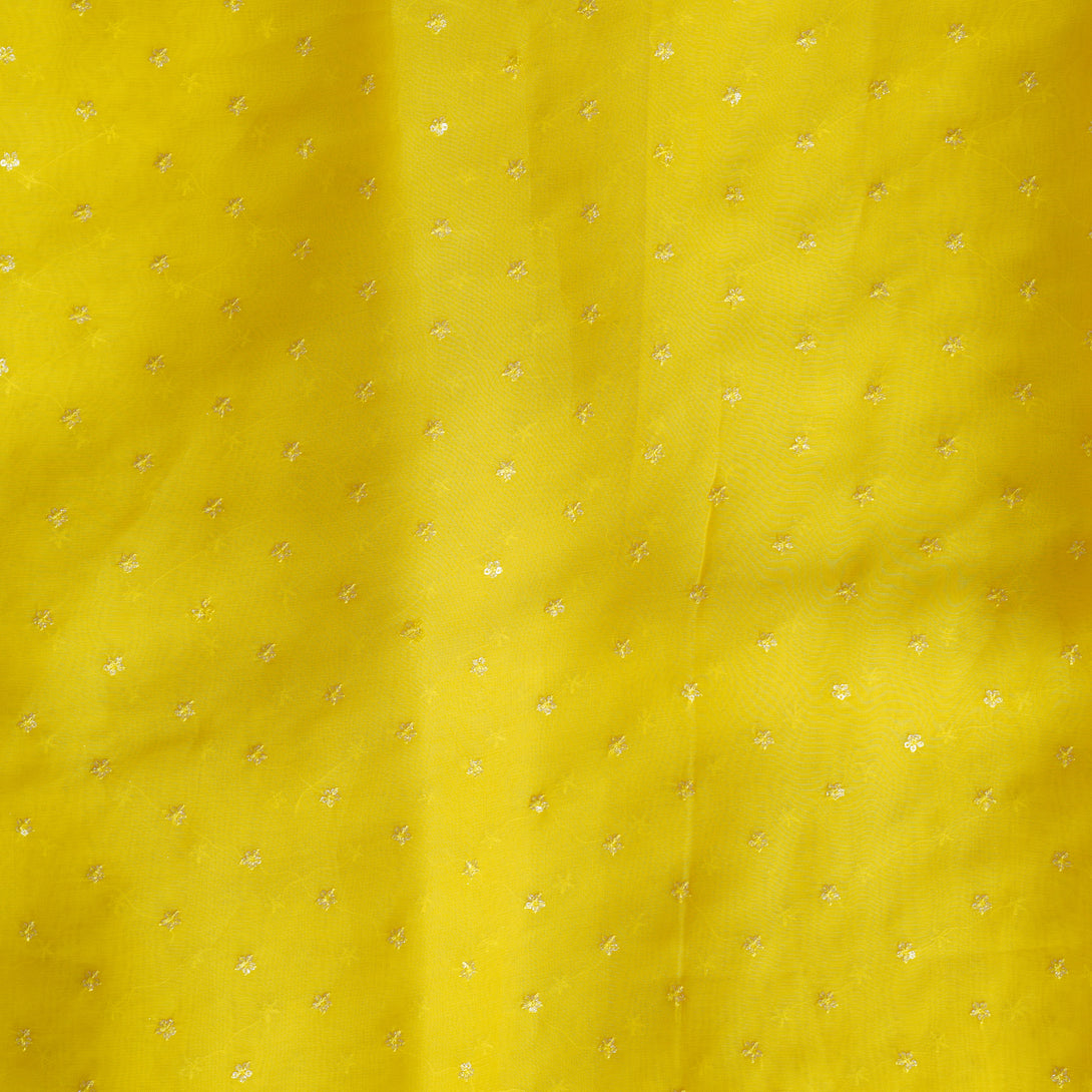 Organza Yellow Butti Work Fabric – Sanskruti