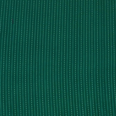 PRE-CUT 1.30 METER Pure Cotton Green With White Thread Kaatha Stripes Fabric