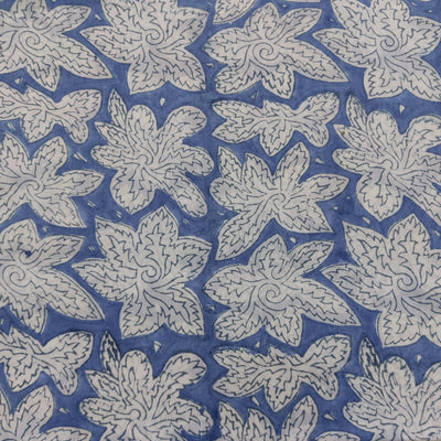 BLOUSE PIECE 1.30 METER Pure Cotton Jaipuri Blue With Vichitra Flowers Hand Block Print Fabric