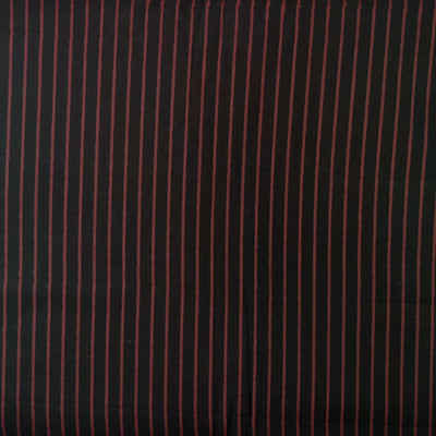 PRE-CUT 1.35 METER Pure Cotton Discharge Black With Rust Stripes Hand Block Print Fabric