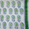 PRE -CUT 1.5 Meter Pure Cotton Jaipuri White With Green Kairi Hand Block Print Fabric