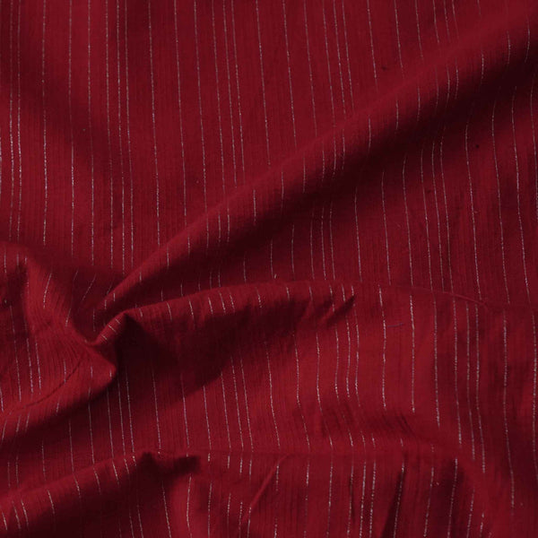 PRE-CUT 1.60 METER Pure Cotton South Handloom  Rust Silver Zari Stripes Woven Fabric