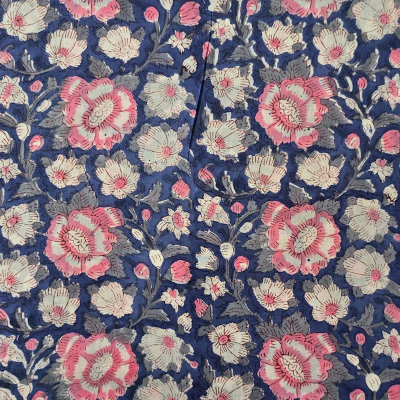 PRE-CUT 1.70 METER ) Pure Cotton Jaipuri Blue With White Small Flower ...
