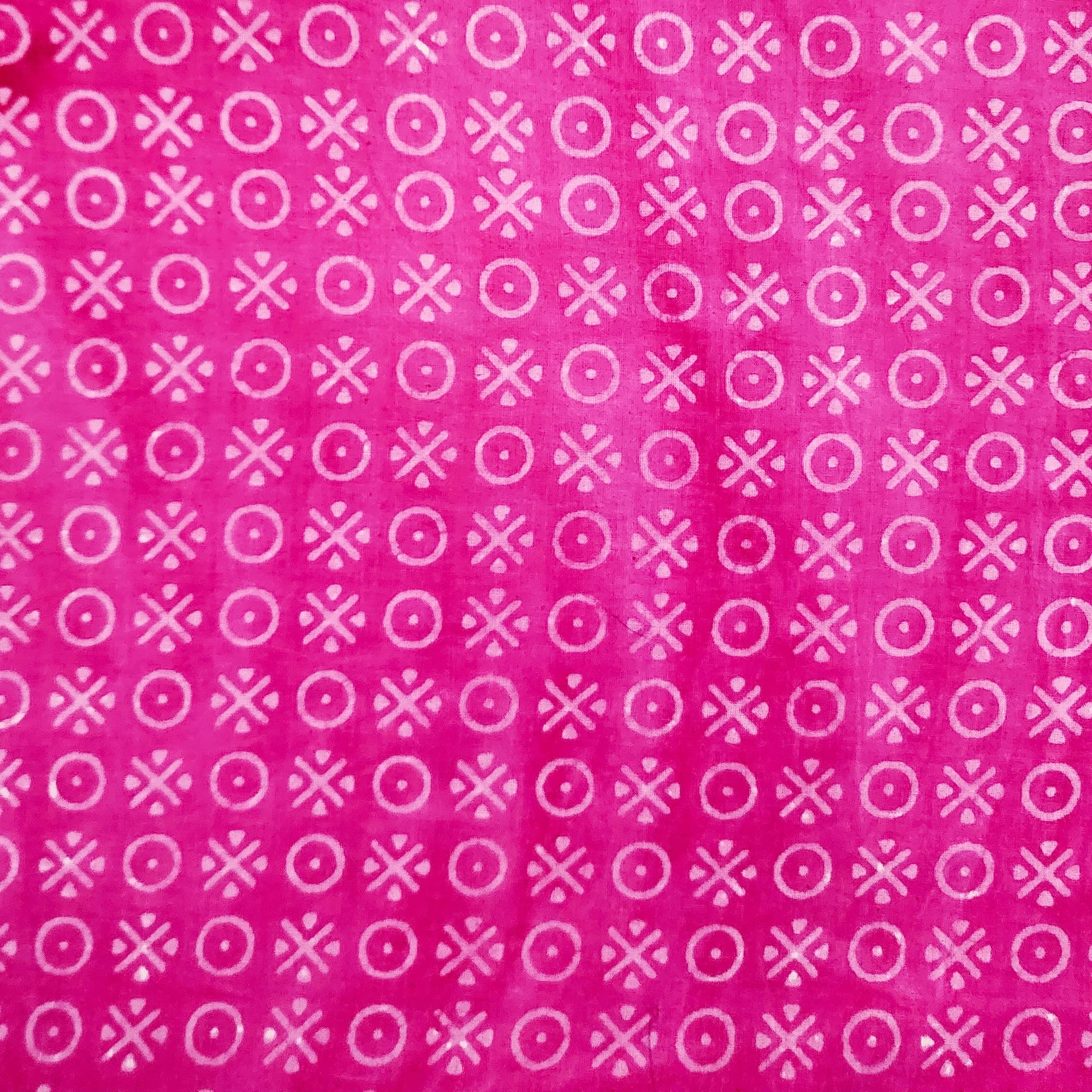 PRE CUT 1 75 METER Pure Cotton Dabu Pink With Cream Simple Motifs Hand pre-cut-1-75-meter-pure-cotton-dabu-pink-with-cream-simple-motifs-hand