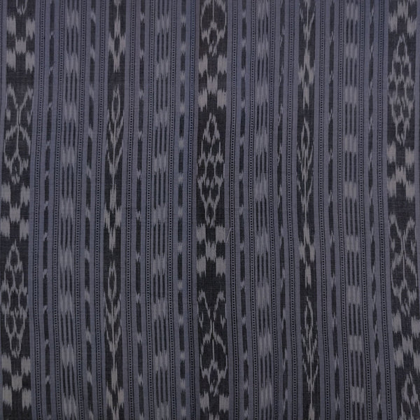 PRE-CUT 1.75 METER Pure Cotton Sambhalpuri Ikkat Grey Stripes Handwoven Fabric