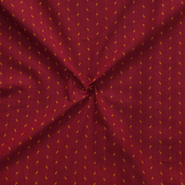PRE-CUT 1.75 METER Pure South Cotton Handloom Red With Yellow Criss Cross Dots  Woven Fabric