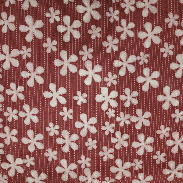 PRE-CUT 2.30 METER Pure Cotton Dabu Kaatha With All Sizes Flowers Hand Block Print Fabric