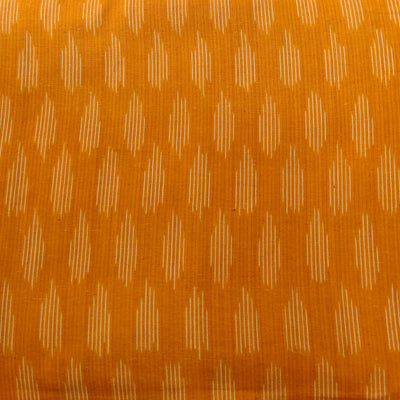 PRE-CUT 1.5 METER Pure Cotton Mustard  Ikaat With Cream Weaves Hand Woven Fabric