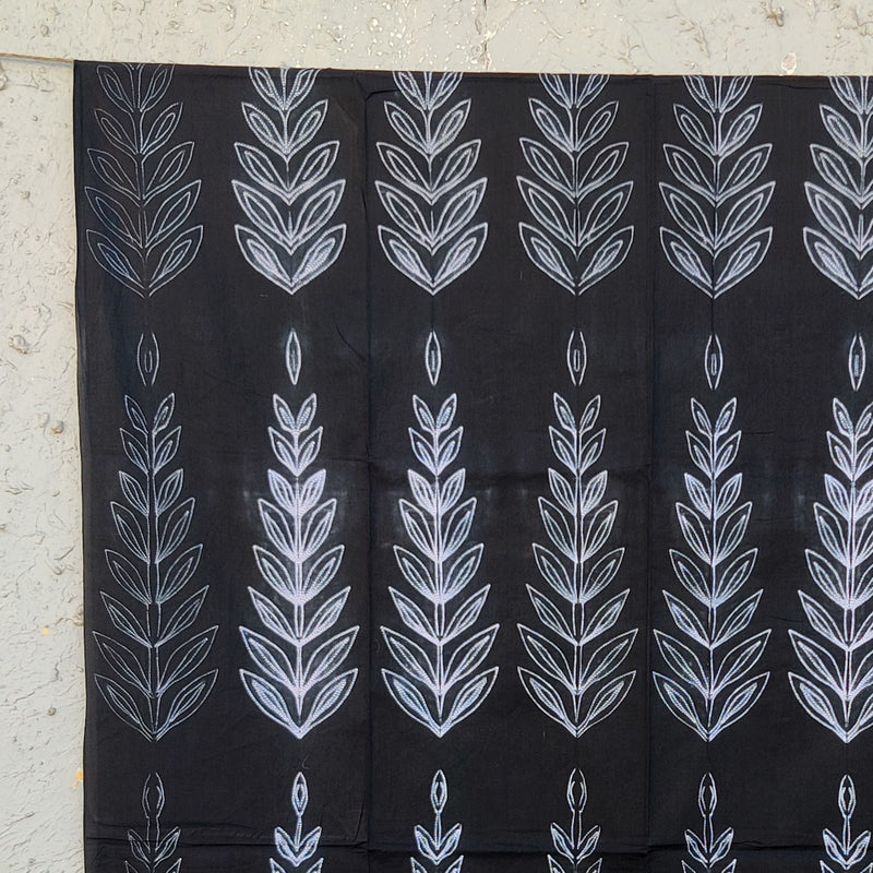 ( Precut 2.65 Meter ) Pin Shibori Navy Black With White Big Cypress Motif Tie And Dye Fabric