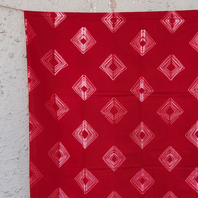 ( Pre-Cut 2.57 Meter) Pin Shibori Dark Red With White Diamond  Intricate Design Tie And Dye Fabric