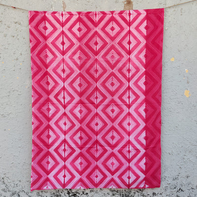 ( Pre-Cut 2.60 ) Meter Pin Shibori Pink With White Intricate Design Tie And Dye Fabric