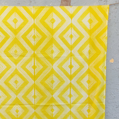 ( Pre-Cut 2.60 Meter ) Pin Shibori Yellow With White Intricate Design Tie And Dye Fabric