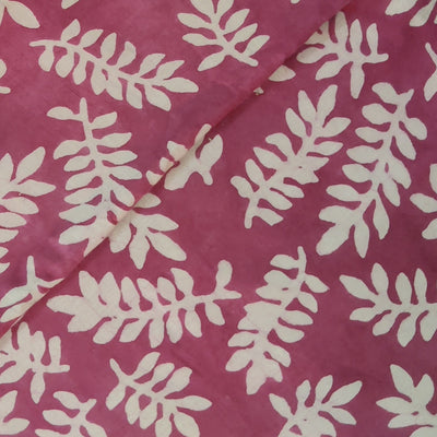 ( Pre-Cut 1.25 Meter )Pure Cotton Dabu Mauve With Fern Hand Block Print Fabric