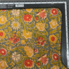 Pure Coton Mul Jaipuri Grey With Mustard And Orange Flower Jaal Hand Block Print Fabric