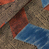 Pure Cotton Ajrak Black With Blue And Rust Red Big Arrow  Hand Block Print Fabric
