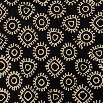 Pure Cotton Ajrak Black With Cream And Intricate Design Hand Block Print Fabric