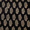 Pure Cotton Ajrak Black With Cream And Intricate Flower Design  Hand Block Print Fabric