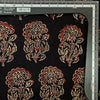 Pure Cotton Ajrak Black With Cream And Red With Big Flower  Motif  Hand Block Print Fabric