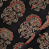 Pure Cotton Ajrak Black With Cream And Red With Big Flower  Motif  Hand Block Print Fabric