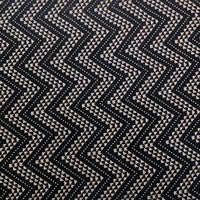 Pure Cotton Ajrak Black With Cream Zig Zag Hand Block Print Fabric