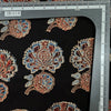 Pure Cotton Ajrak  Black With Red Big Wild Jungle Flower Motif Hand Block Print Fabric