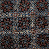 Pure Cotton Ajrak Black With Rust Blue Intricate Flower Design Hand Block Print Fabric