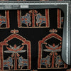 Pure Cotton Ajrak  Black With Rust Red And Blue  Window With Intricate Cow Design Hand Block Print Fabric