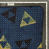 Pure Cotton Ajrak Blue With Black And Rust Green Triangle Hand Block Print Fabric