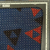 Pure Cotton Ajrak Blue With Black And Rust Red Triangle Hand Block Print Fabric