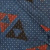 Pure Cotton Ajrak Blue With Black And Rust Red Triangle Hand Block Print Fabric