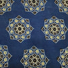 Pure Cotton Ajrak Blue With Cream And Black And Blue Big Flower Intricate Design Hand Block Print Fabric