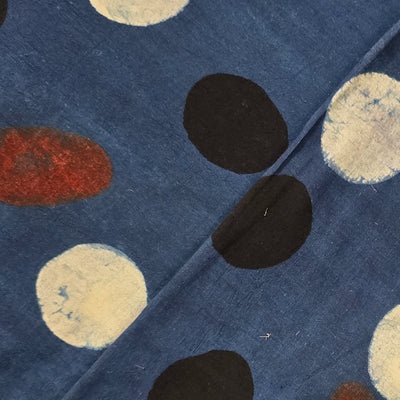 Pure Cotton Ajrak Blue With Different Colour Pebbles Stone Hand Block Print Fabric