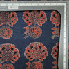 Pure Cotton Ajrak  Blue With Red Big Wild Jungle Flower Motif Hand Block Print Fabric