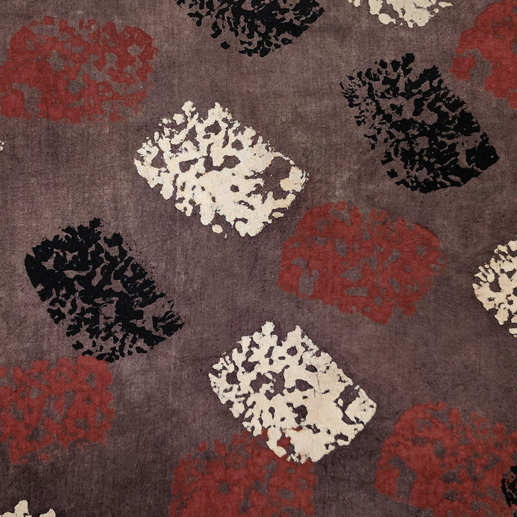Red Patch Textile Pure Cotton Ajrak Brown With Cream And Black With Red Patches Hand Blo ...