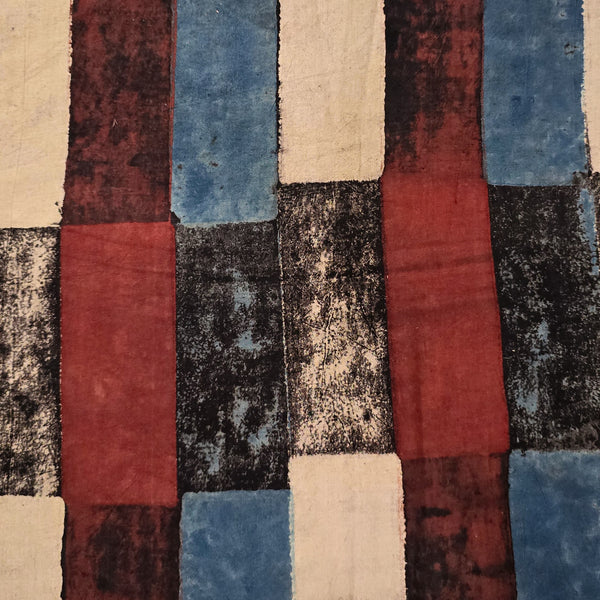 Pure Cotton Ajrak Cream With Different Colour Joint Bricks Hand Block Print Fabric