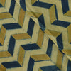 Pure Cotton Ajrak Cream With Light Yellow With Blue Geometrical Intricate Design Hand Block Print Fabric