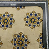 Pure Cotton Ajrak Cream With Yellow And Blue Big Flower Intricate Design Hand Block Print Fabric
