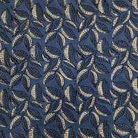 Pure Cotton Gad Ajrak  Dark Blue With Cream Leaves Jaal Hand Block Print Fabric