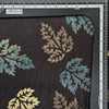 Pure Cotton Ajrak Dark Brown Maple  Leaves Motif Hand Block Print Fabric